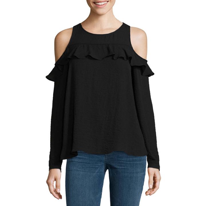 A.n.a Cold Shoulder Ruffle Front Blouse