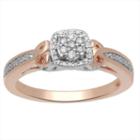 Hallmark Diamonds Womens 1/7 Ct. T.w. Diamond Sterling Silver & 14k Rose Gold Over Silver Cocktail Ring