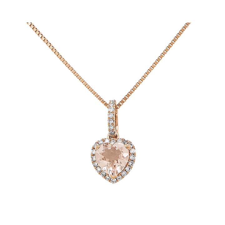 Heart-shaped Genuine Morganite And 1/7 Ct. T.w. Diamond 14k Rose Gold Pendant Necklace