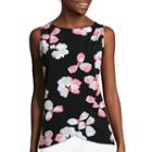 Liz Claiborne Sleeveless Floral Drape Front Knit Top