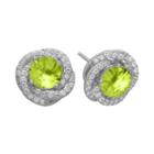 Peridot & Lab-created White Sapphire & Sterling Silver Love Knot Earrings