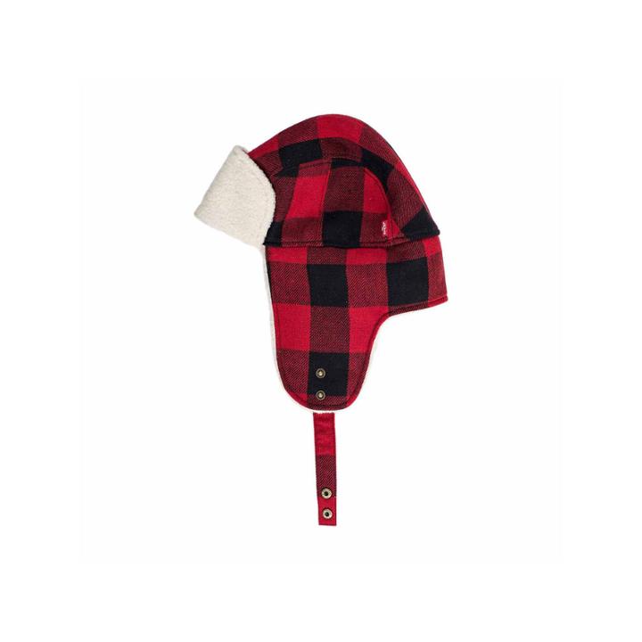 Levi's Black And Red Buffalo Check Trapper Hat