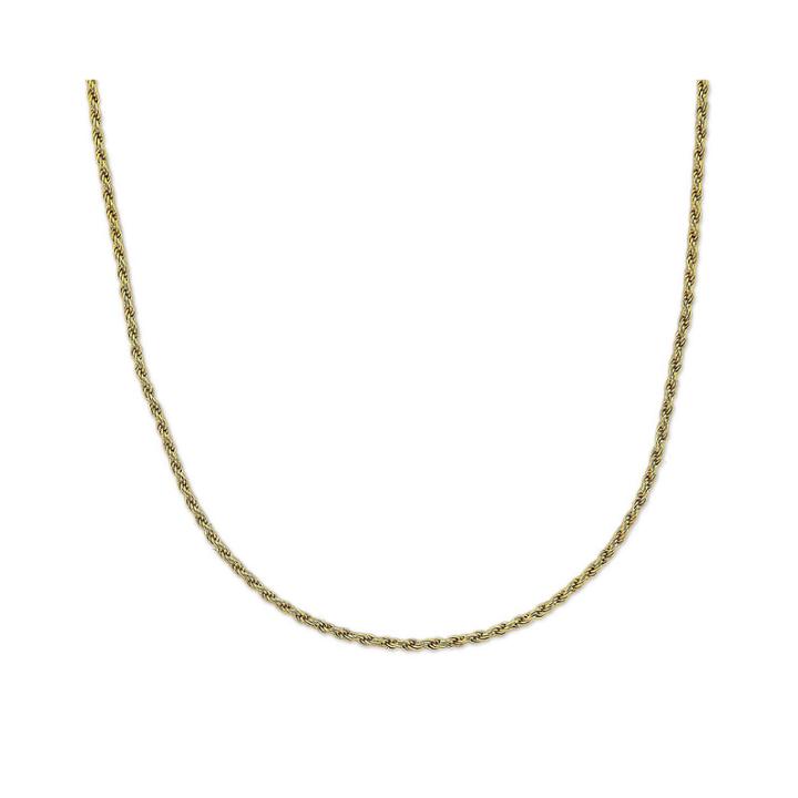 Mens 24 18k Yellow Gold Over Silver Rope Chain Necklace