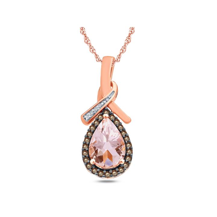 Pink Morganite Pear 10k Gold Pendant
