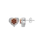1/4 Ct. T.w. White & Color-enhanced Red Diamond Sterling Silver Earrings