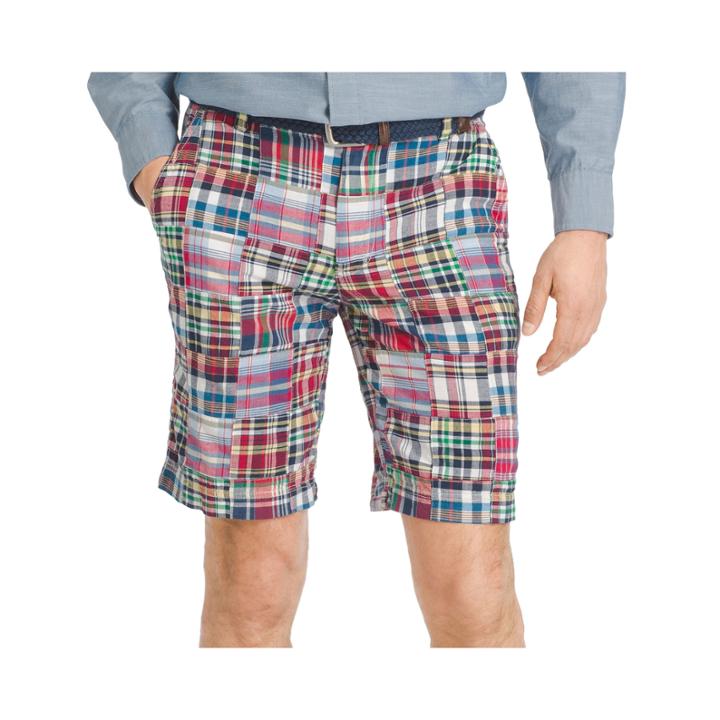 Izod Madras Flat-front Shorts