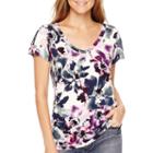 Liz Claiborne Short-sleeve Pleat-front T-shirt - Petite