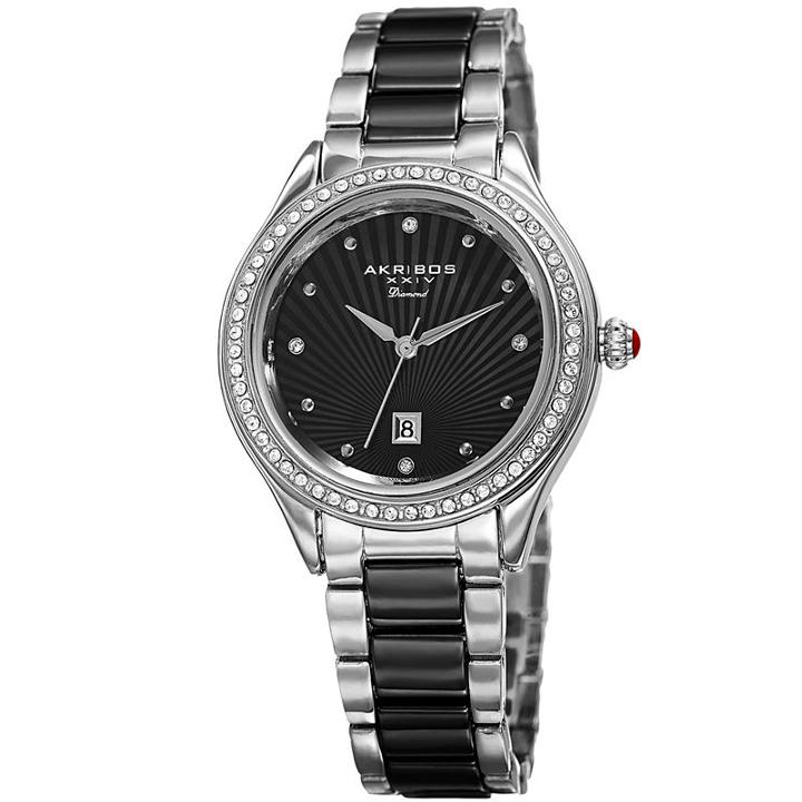 Akribos Xxiv Womens Two Tone Strap Watch-a-977ssbk
