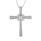 Womens 1/4 Ct. T.w. Genuine White Diamond 10k White Gold Cross Pendant Necklace