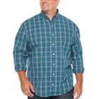 Izod Premium Essential Wovens Long Sleeve Plaid Button-front Shirt-big And Tall