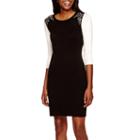 By & By 3/4-sleeve Embellished-shoulder Sweater Dress