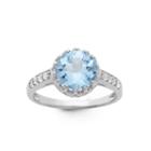 Sterling Silver Lab Created Blue Aquamarine Crown Ring