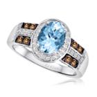 Grand Sample Sale By Le Vian Sea Blue Aquamarine And Chocolate & Vanilla Diamonds Ring In 14k Vanilla Gold