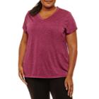 Xersion Short Sleeve V Neck T-shirt-womens Plus