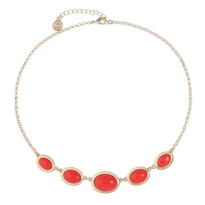 Liz Claiborne Womens Orange Oval Collar Necklace
