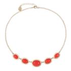 Liz Claiborne Womens Orange Oval Collar Necklace