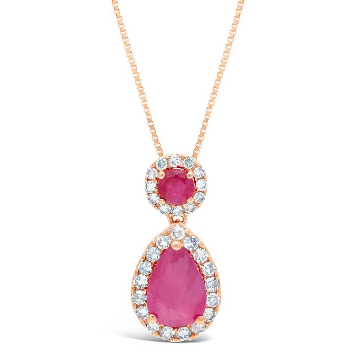 Womens 1/6 Ct. T.w. Lead Glass-filled Red Ruby Pear Pendant Necklace