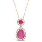 Womens 1/6 Ct. T.w. Lead Glass-filled Red Ruby Pear Pendant Necklace