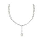 Certified Sofia Bridal Cultured Freshwater Pearl & Swarovski Cubic Zirconia Silver Necklace