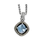Shey Couture Genuine Swiss Blue Topaz Sterling Silver With 14k Yellow Gold Pendant Necklace