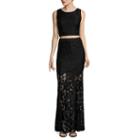 City Triangles Sleeveless Lace Two-piece Long Slim Dress - Juniors