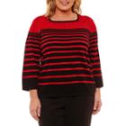 Alfred Dunner Fall Classic Long Sleeve Crew Neck Pullover Sweater-plus