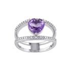 Heart-shaped Genuine Amethyst And Diamond-accent Split Band Ring