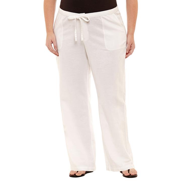 Liz Claiborne Linen Wide Leg Pants-plus
