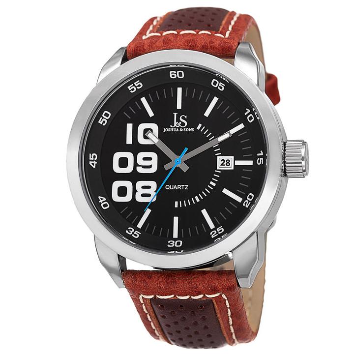 Joshua & Sons Mens Brown Strap Watch-j-106br