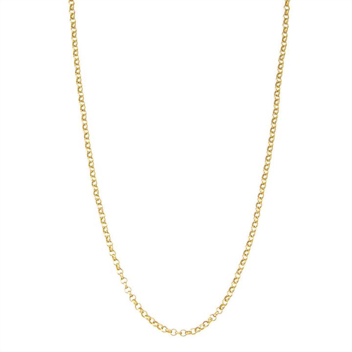 14k Gold Over Silver Solid Link 18 Inch Chain Necklace