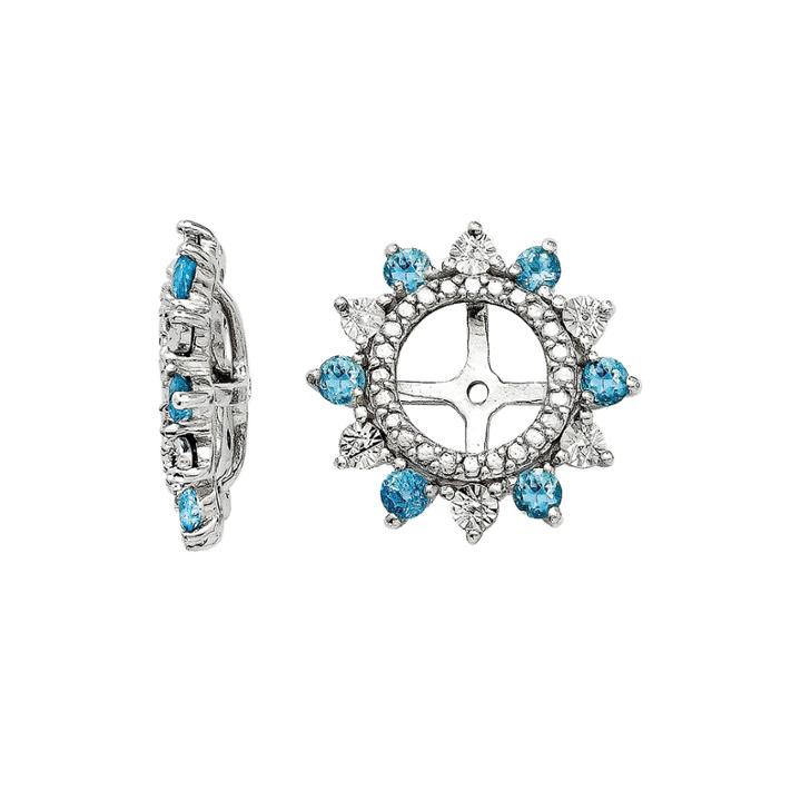 Simulated Swiss Blue Topaz Sterling Silver Earring Jackets