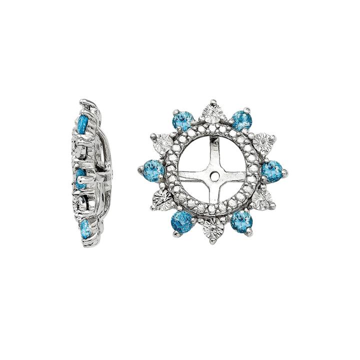 Simulated Swiss Blue Topaz Sterling Silver Earring Jackets