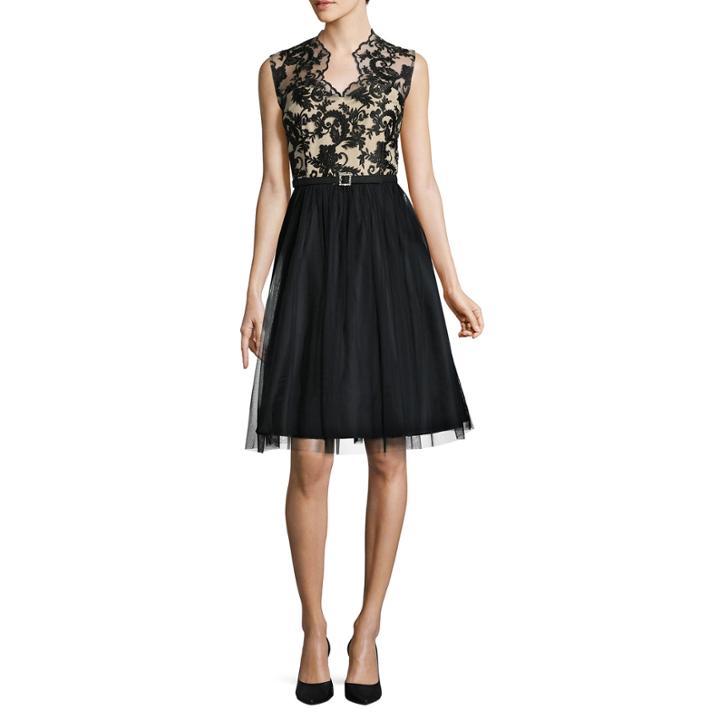 Jackie Jon Sleeveless Embroidered Fit & Flare Dress