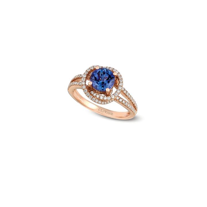 Grand Sample Sale By Le Vian Blueberry Tanzanite & 1/3 Ct. T.w. Vanilla Diamonds In 14k Strawberry Gold Ring