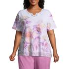 Alfred Dunner Los Cabos Floral Border Tee- Plus
