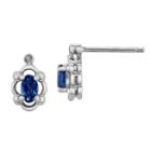 Diamond Accent Lab Created Blue Sapphire Sterling Silver 10mm Stud Earrings