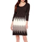 Studio 1 3/4-sleeve Ikat Print Sweater Dress