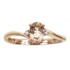 Womens Diamond Accent Pink Morganite 10k Gold Cocktail Ring
