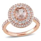 Womens Genuine Pink Morganite 14k Gold Engagement Ring