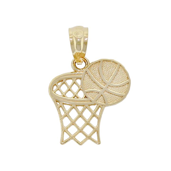 14k Yellow Gold Basketball Hoop Charm Pendant