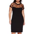 Scarlett Short-sleeve Mesh Neck Sheath Dress - Plus