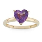 Womens Amethyst Purple 10k Gold Heart Cocktail Ring