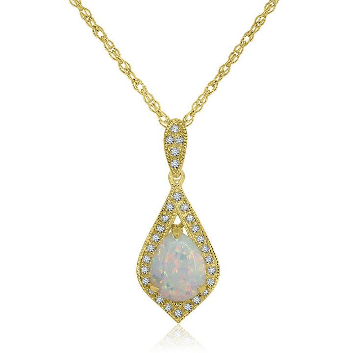 Lab-created Opal & Lab-created White Sapphire 14k Gold Over Silver Pendant Necklace