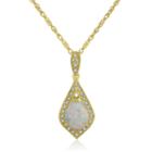 Lab-created Opal & Lab-created White Sapphire 14k Gold Over Silver Pendant Necklace
