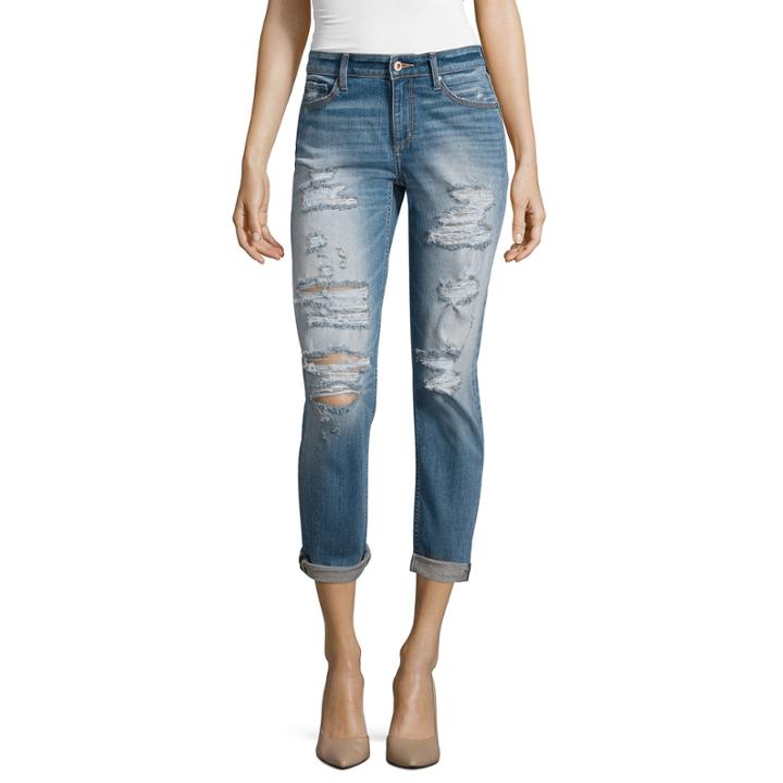 Arizona Destructed Boyfriend Jeans - Juniors