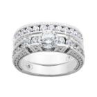 100 Facets By Diamonart Cubic Zirconia Bridal Ring Set