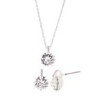 Sparkle Allure Womens Clear Silver Over Brass Jewelry Set