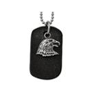 Mens Stainless Steel Black Leather Eagle Dog Tag Pendant
