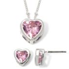 Rose Heart Cubic Zirconia Pendant Necklace & Earring Set