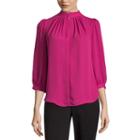 Worthington 3/4 Sleeve V Neck Woven Blouse-petites